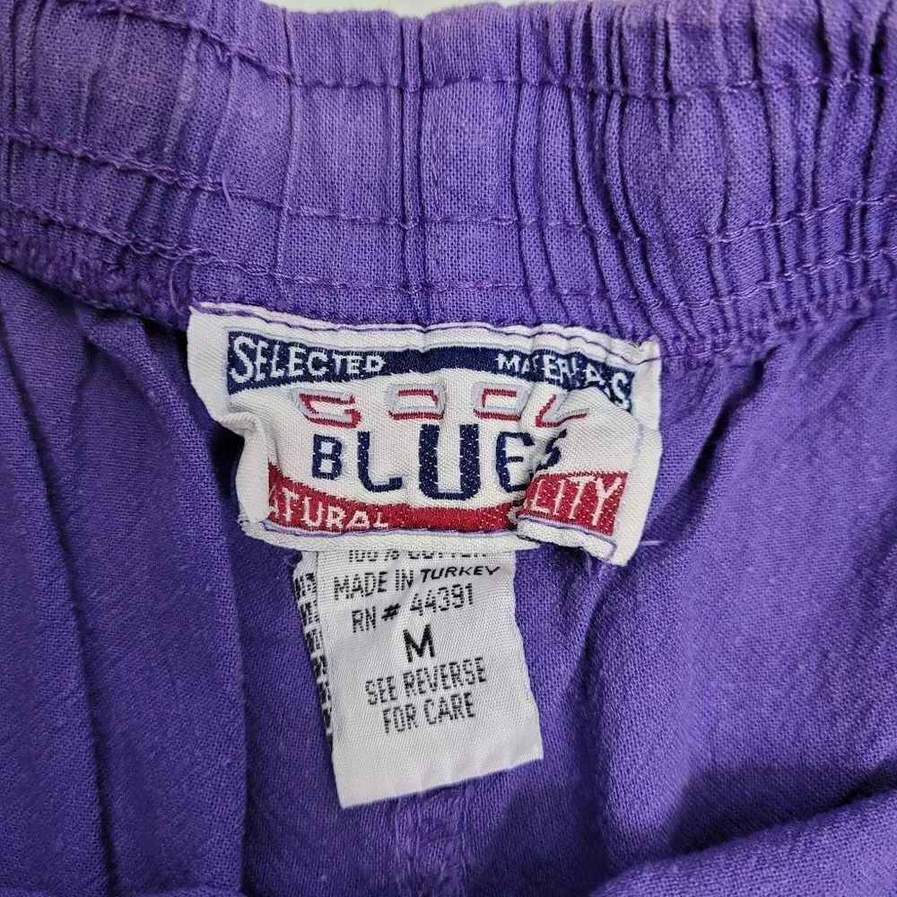 VINTAGE 90s purple baggy pull‎ on drawstring wide leg bermuda shorts M